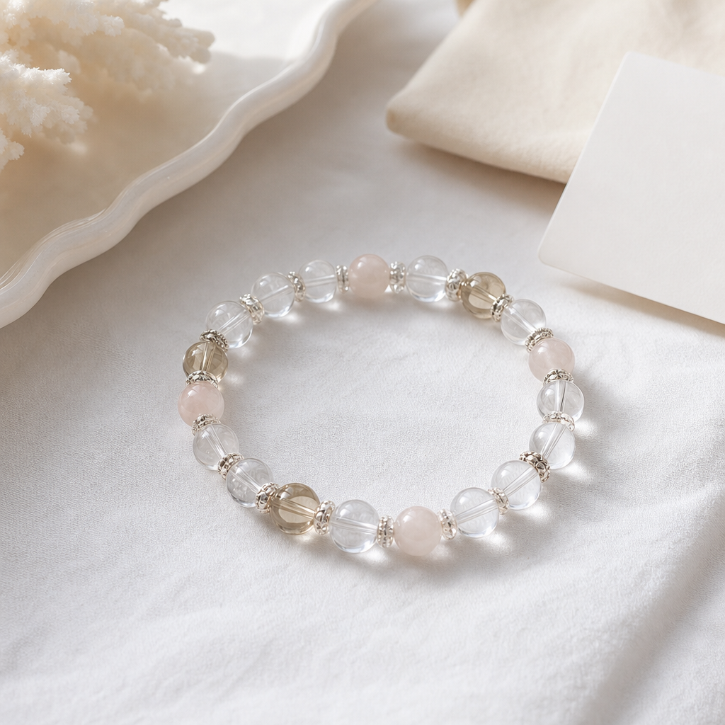 Crystal bead and silver spacer detail