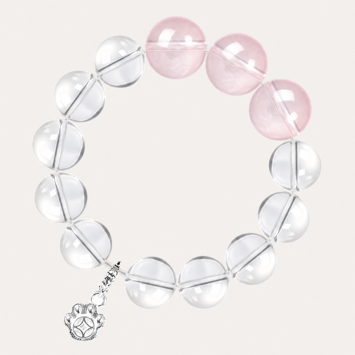 Pink and clear crystal bracelet structure view